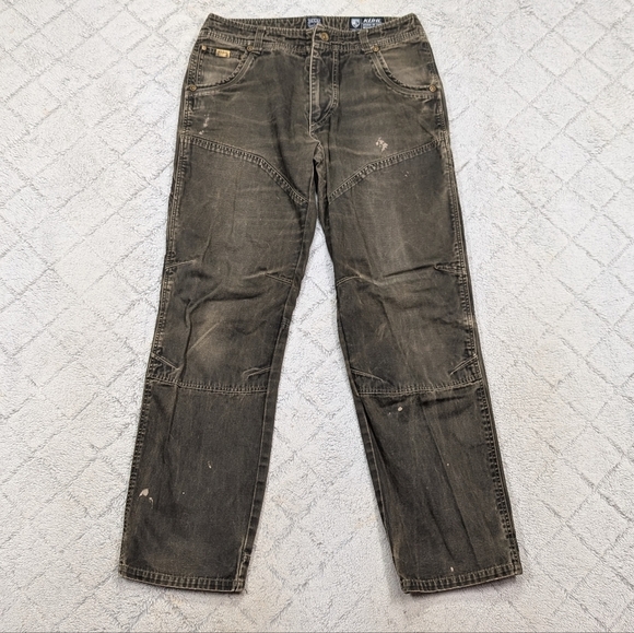 Kuhl Pants Mens 34x32 Green The Law Heavy Canvas Double Front Straight Work Camp